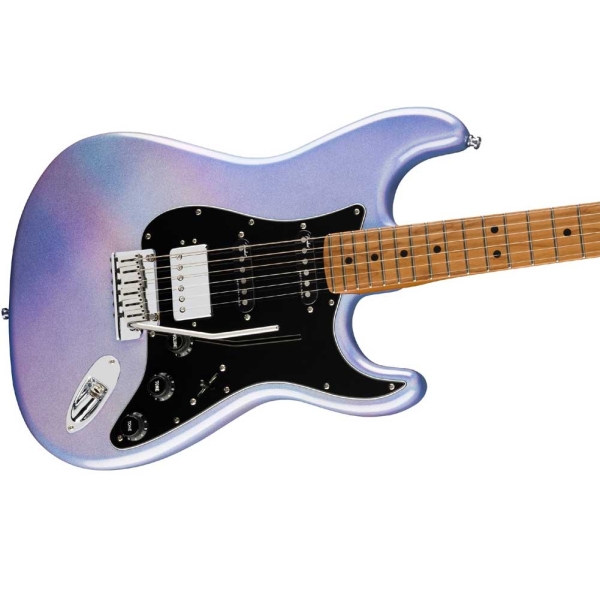 Fender American 70th Anniversary Ultra Stratocaster Roasted Maple Fingerboard HSS Deluxe Black Tweed Hardshell Amethyst 0177022865