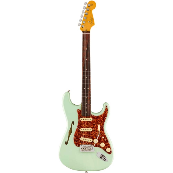 Fender American Professional II Stratocaster Thinline Limited Edition Maple Fingerboard SSS Electric Guitar with Deluxe Molded Case Transparent Surf Green 0171010735