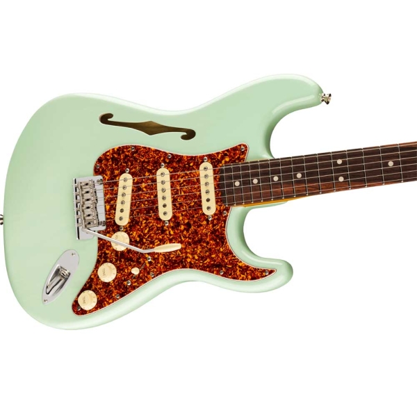 Fender American Professional II Stratocaster Thinline Limited Edition Maple Fingerboard SSS Electric Guitar with Deluxe Molded Case Transparent Surf Green 0171010735