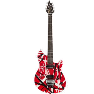 EVH Wolfgang Special Satin Striped Red White Black Ebony Fingerboard Electric Guitar 5107702315