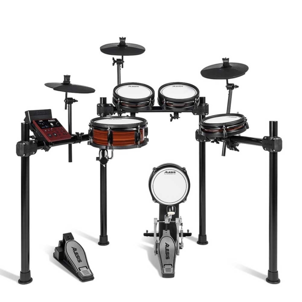 Alesis Nitro Pro Eight Piece Electronic Drum Kit with Dual Zone Quiet Mesh Pads 500+ Authentic BFD Sounds Bluetooth Drumeo USB MIDI Double Kick compatible NITROPROKIT