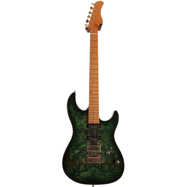 Sire Larry Carlton S10 Transparent Green HSS 2nd Gen Traditional S-style Electric Guitar with Hardcase