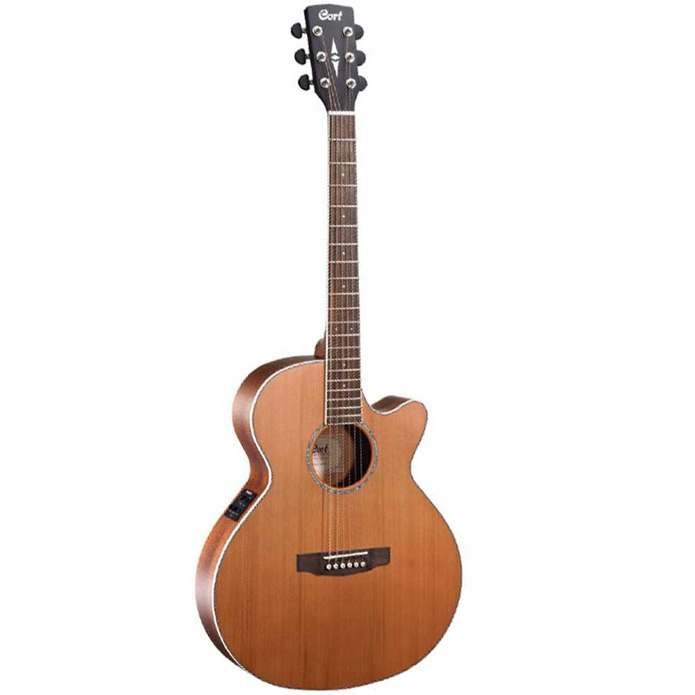 Cort SFX-CED NS Solid Red Cedar/Mahogany Venetian Cutaway with Electronics  Natural Satin